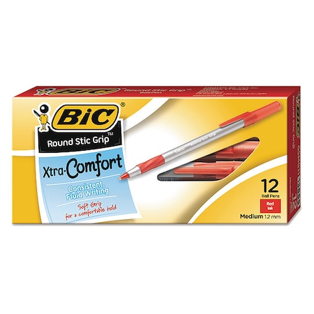 Bic Stick Ballpoint Pen, Medium 1.2 mm, Red PK12 BICGSMG11RD