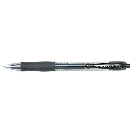 Pilot G2 Premium Gel Pen, Retractable, Fine 0.7 mm, Black Ink, Smoke/Black Barrel, PK12 PIL31020