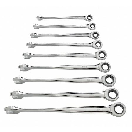 Gearwrench 9 Piece 72-Tooth 12 Point XL X-Beam Ratcheting Combination SAE Wrench Set 85898