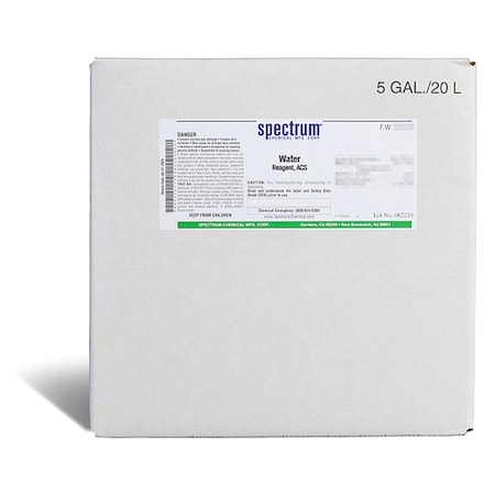Spectrum Chemical Water, Reagent, ACS-20L W1000-20LTCU