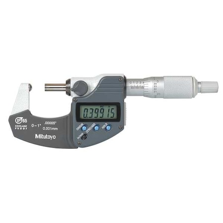 MITUTOYO Digital Micrometer, 0 to 1", SPC 395-351-30