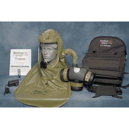 Ilc Dover PAPR System, Sentinel XL CBRN, Hood, Belt-Mount, Integrated Elastic Strap, XL S-5000-02