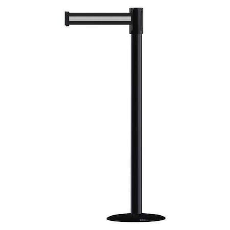 Tensabarrier Barrier Post with Belt, Black/White Stripe, 7 1/2 ft Length, 38 in Post Height, No Legend 890B-33-33-33-STD-NO-S3X-C