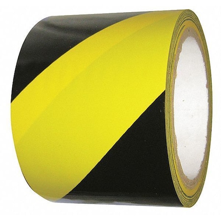 Condor Floor Marking Tape, vinyl, No Legend, Black, Yellow, 3 in W., 6 mil Thickness 55303