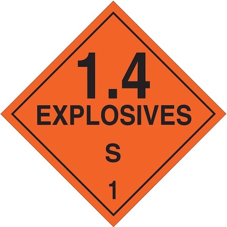 Brady Vehicle Placard, Explosives 1.4 63332