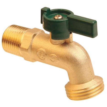 Zoro Select Hose Bibb, Quarter Turn, 3/4In, Brass 6PDZ7