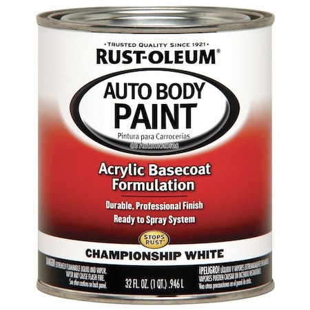 Rust-Oleum Auto Body Paint, Champ. White, 1 Qt. 253501