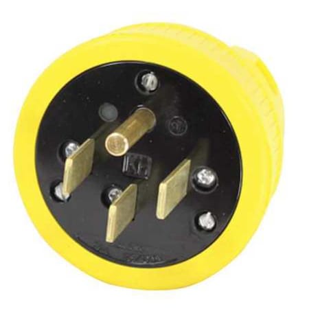 Zoro Select Straight Blade Plug, 14-50P, 50 A, 125/250V AC, 3 Pole, Screw Terminals, Grounded P1450DF