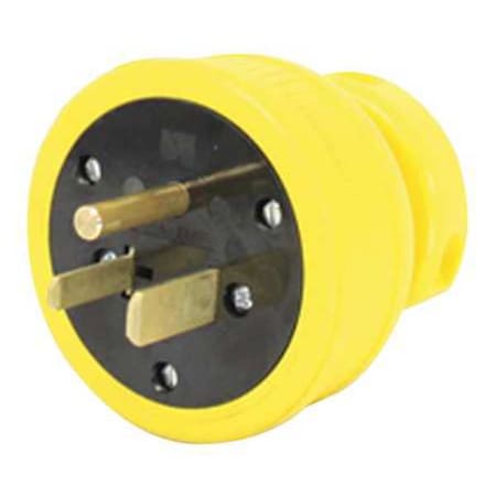 Zoro Select Straight Blade Plug, 6-50P, 50 A, 250V AC, 2 Pole, Screw Terminals, Grounded P650DF