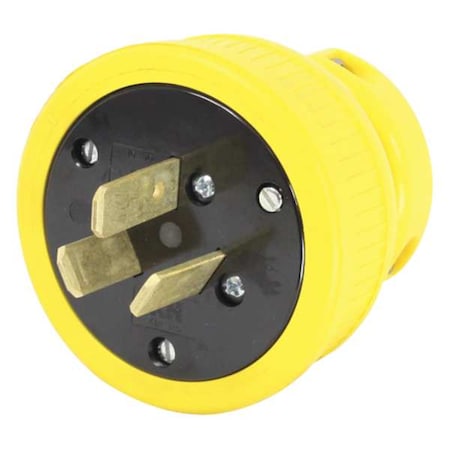 Zoro Select Straight Blade Plug, 10-50P, 50 A, 125/250V AC, 3 Pole, Screw Terminals, Non-Grounded P1050DF