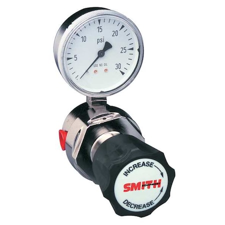 Smith Equipment High Purity Gas Regulator, Argon, Helium, Nitrogen, Single Stage, 1/4 in Inlet, 1/4 in Outlet 100-0000