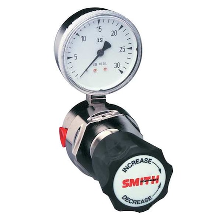 Smith Equipment High Purity Gas Regulator, Argon, Helium, Nitrogen, Single Stage, 1/4 in Inlet, 1/4 in Outlet 101-0000