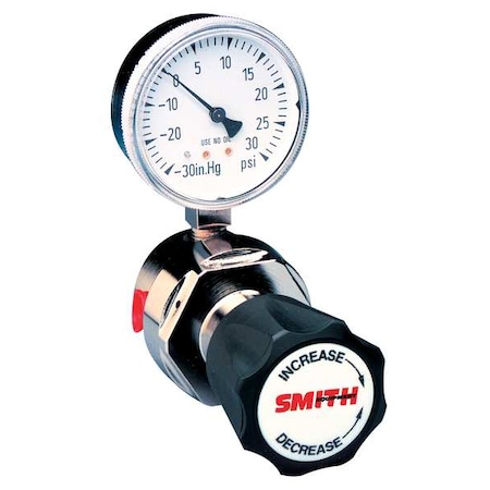 Smith Equipment High Purity Gas Regulator, Argon, Helium, Nitrogen, Single Stage, 1/4 in Inlet, 1/4 in Outlet 202-0000