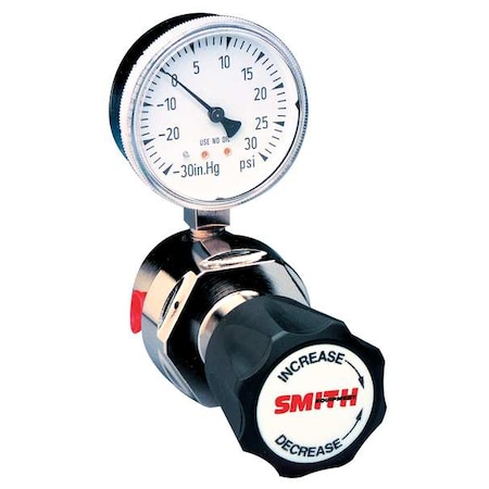 Smith Equipment High Purity Gas Regulator, Argon, Helium, Nitrogen, Single Stage, 1/4 in Inlet, 1/4 in Outlet 201-0000