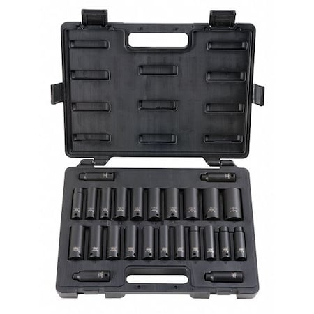 Blackhawk By Proto 3/8" Drive Socket Set, SAE, Metric, 25 pcs U-1627CDS