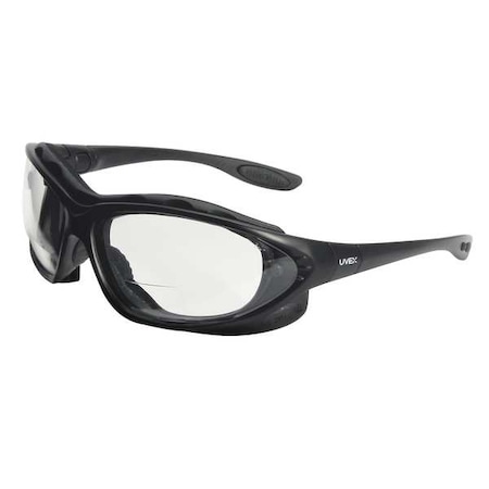 Uvex Seismic(R) Reader Safety Glasses, Black Wraparound Frame, 2.0 Diopter, Clear Lens, Universal S0662X