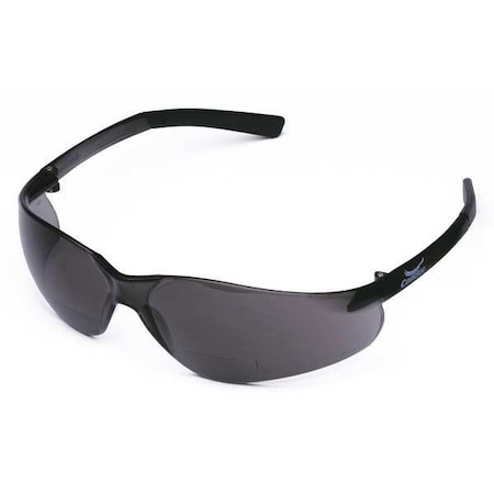 Condor V300 Reader Safety Glasses, Gray Wraparound Frame, 2.0 Diopter, Gray Lens, Anti-Scratch Coating 6PPA5