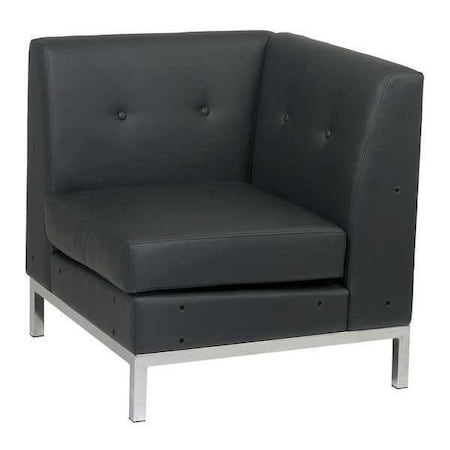 Office Star Collection: Wall Street Corner Chair, Black Seat, Black Back, 28" W 28" L 31" H, Fixed, Leather Seat WST51C-B18