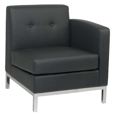 Office Star Collection: Wall Street Arm Chair, Black Seat, Black Back, 27" W 28" L 31" H, Leather Seat WST51RF-B18