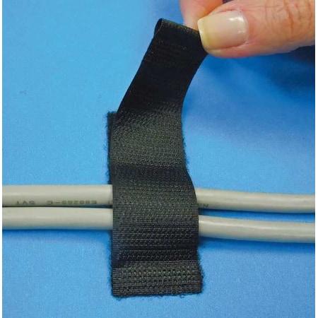 Velcro Brand Back-to-Back Strap, Rubber Adhesive, 2-1/2 in, 1 in W, Black, 25 PK CCK/25