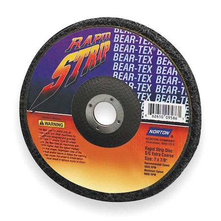 Norton Abrasives Non-Woven Depressed Center Disc, Type 27, 4 1/2 in Dia, 1/2 in Thick, 7/8 in Arbor Hole Size 66261009649