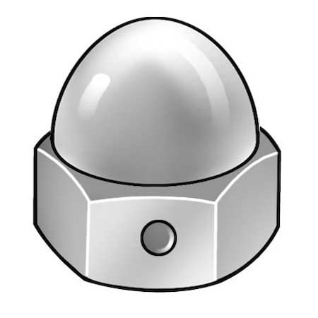 Zoro Select Cap Nut, 3/8"-16, 18-8 Stainless Steel, Plain, 5/8 in H, 5 PK CPB036
