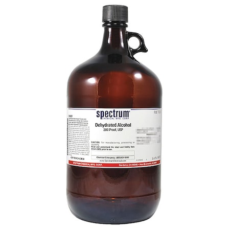 Spectrum Chemical DeHydrtd Alch, 200 Prf, UnDntrd, USP, 4L, Gls ET107-4LTGL