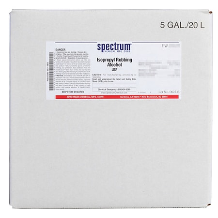 Spectrum Chemical Isopropyl Rubbing Alch, USP, 20L IS120-20LTCU