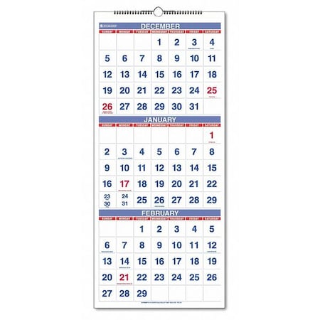 At-A-Glance 12 x 27" 3 Month Wall Calendar, White AAGPM1128