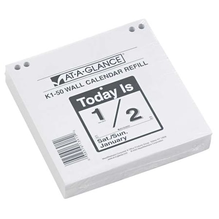 At-A-Glance Today Is Daily Wall Calendar Refill, 6 x 6, White Sheets, 12-Month (Jan to Dec): 2025 AAGK150
