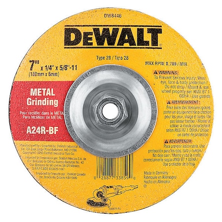Dewalt 7" x 1/4" x 5/8"-11 T28 metal grinding DW8446