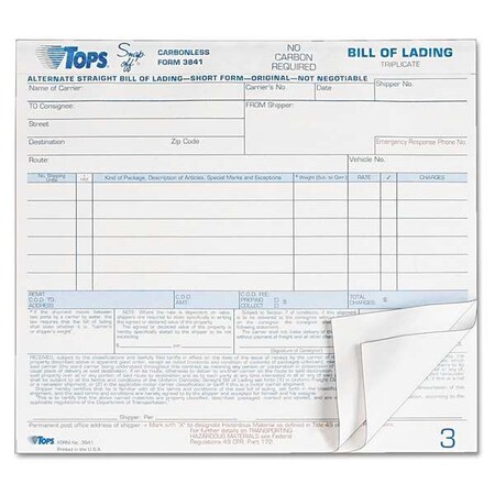 Tops Hazardous Material Form, 8-1/2" x 7", PK50 TOP3841