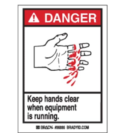 Brady Machine/Equipment Label, 5 In. H, PK5 86886