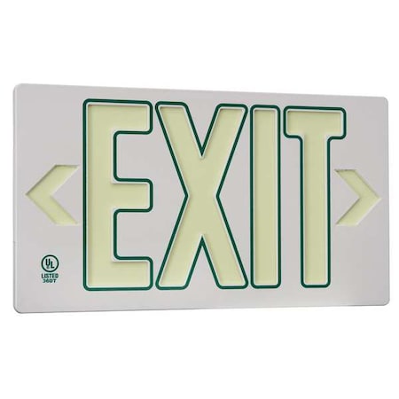 Zoro Select Exit Sign, Plastic, 15-3/8" W, 8-3/4" H, Exit (Double Arrows), White GRAN4736
