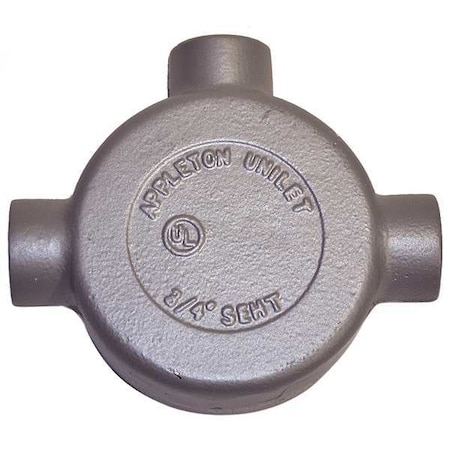 Appleton Electric Conduit Outlet Body, Iron, T, 3/4 In. SEHT-75