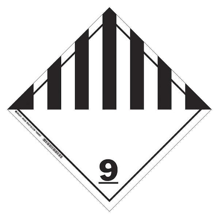 Brady DOT Container Placard, Misc. Hazardous Materials, B-101 Polycoated Tagstock, 10-3/4" W, 10-3/4" H 63455