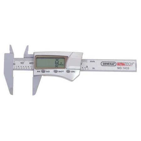 General Tools Fractional Digital Caliper, 0 to 3 In 1433
