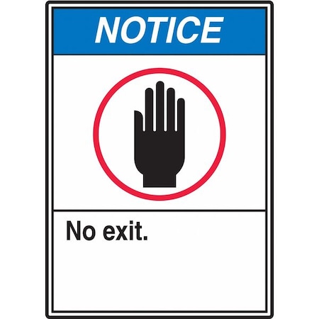 Accuform Exit Sign, Aluminum, 10" W, 14" H, No Exit, White MRDM825VA
