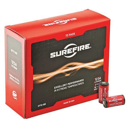Surefire Battery, 123A, Lithium, 3V, PK72 SF72-BB