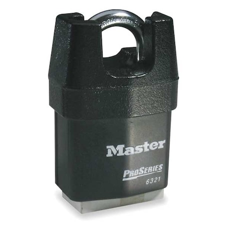 Master Lock Padlock, Keyed Alike, Partially Hidden Shackle, Rectangular Steel Body, Boron Shackle, 7/8 in W 6321KA