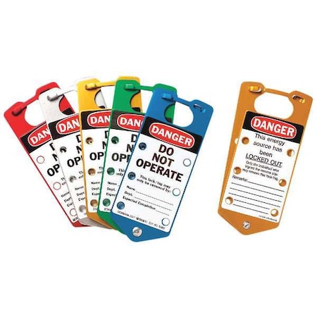 Brady Labeled Lockout Hasp, Assorted, Aluminum, 6 Max. No. of Padlocks, 5/16 in Max. Shackle Dia. 65967