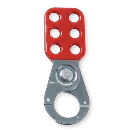 Brady Lockout Hasp, Red, Steel, 6 Max. No. of Padlocks, 3/8 in Max. Shackle Dia., 1 1/2 in Jaw Clearance 65376