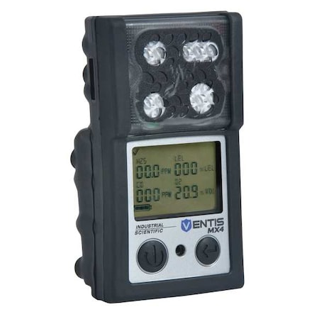 Industrial Scientific Ventis MX4 Multi-Gas Detector, IP66/IP67, Audible, Vibrating, Visual, LCD with Backlight VTS-K1232100101