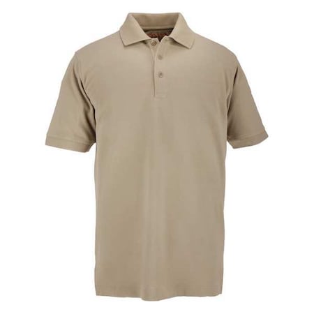 5.11 Tactical Polo Shirt, 100% Polyester, Button, 2 Pocket(s), Tan, S 71049