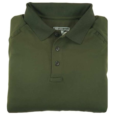 5.11 Tactical Polo Shirt, 100% Polyester, Button, 2 Pocket(s), Olive Green, XL 71049