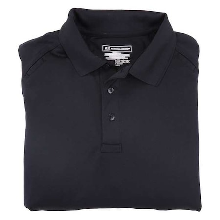 5.11 Tactical Polo Shirt, 100% Polyester, Button, 2 Pocket(s), Navy, L 71049