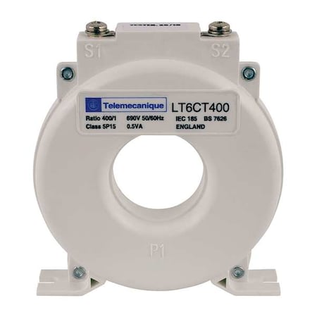 Schneider Electric Solid Core Current Transformer, 0 to 400A, 0 to 1A, Screw Terminal LT6CT4001