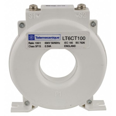 Schneider Electric Solid Core Current Transformer, 0 to 100A, 0 to 1A, Screw Terminal LT6CT1001