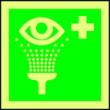 Accuform IMO Safety Sign, Eyewash and Shower, 6" W x 6" H, Square, Plastic, MLMR148GX MLMR148GX