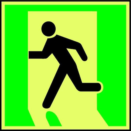 Accuform Exit Sign, Plastic, 6" W, 6" H, Pictogram Only, Green, Yellow MLMR151GX
